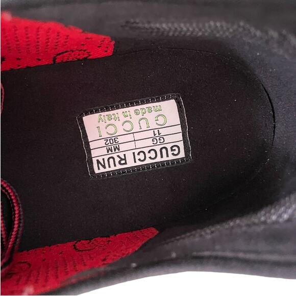 GUCCI Men's GG Run Sneakers Technical Knit 680900 Red Black Gray Sz 11 US 11.5 - Picture 11 of 16